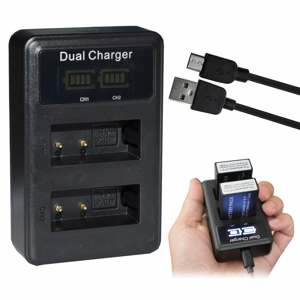 2X LP-E17 Battery for Canon EOS 200D/250D Rebel SL3 Kiss X10 &LCD DUAL Charger