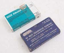 Two Vintage MSA Bandage Boxes w/Contents (A3R) Tape & Bandage First Aid