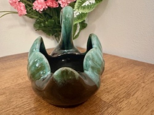 Vintage Blue Mountain Pottery Swan Planter – Green Drip Glaze – Canadian Mid-Cen - Picture 5 of 5