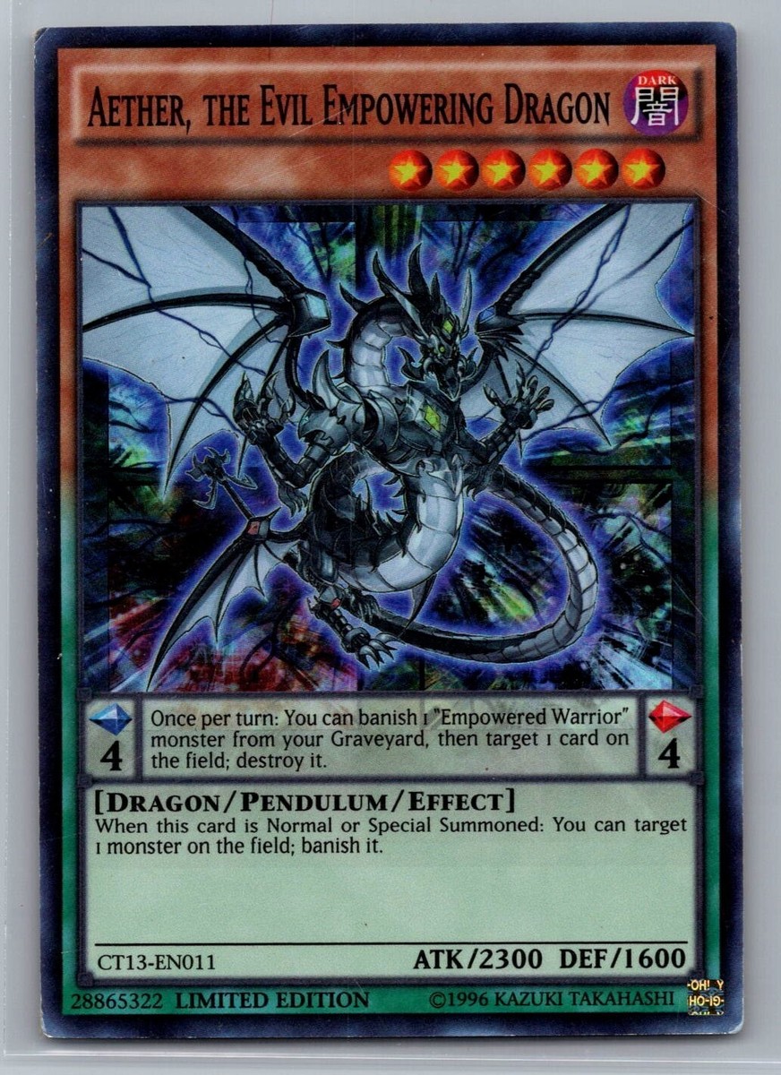 1996 YUGIOH AETHER, THE EVIL EMPOWERING DRAGON LIMITED EDITION