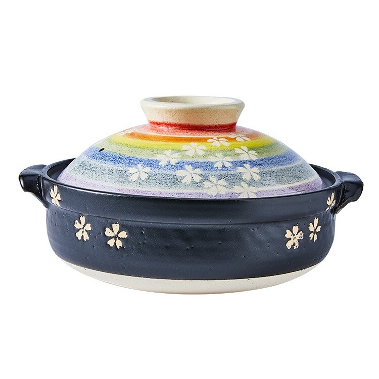 Japanese Donabe  Clay Pot Cherry Blossom Casserole Earthenware for 4 people