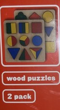 2 Pack Wooden Jigsaw Puzzles for 3 Years Old Color Shape New Sealed in Box