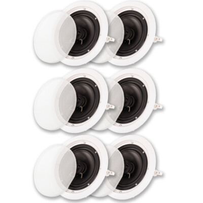 Acoustic Audio HTI6c Flush Mount In Ceiling Speakers with 6.5'' Woofers 3 Pair