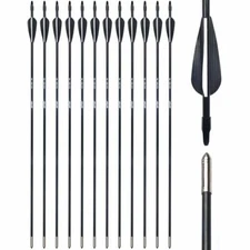 12pcs 28" Archery Fiberglass Arrows Target Practice Arrows OD7mm for Recurve Bow