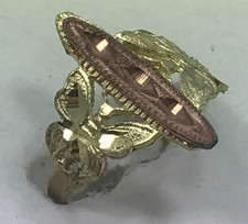 10 karat BUTTERFLY diamond cut 2 tone ring - 10K yellow pink 2 tone gold ring