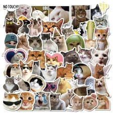 50pcs Waterproof Vinyl Cat Stickers for Water Bottles, Laptops, Skateboard