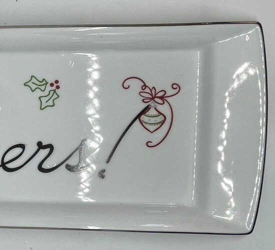 St. Nicholas Square Hand Painted Tis the Season Ceramic Serving Tray Dish Plate - Image 3 of 4