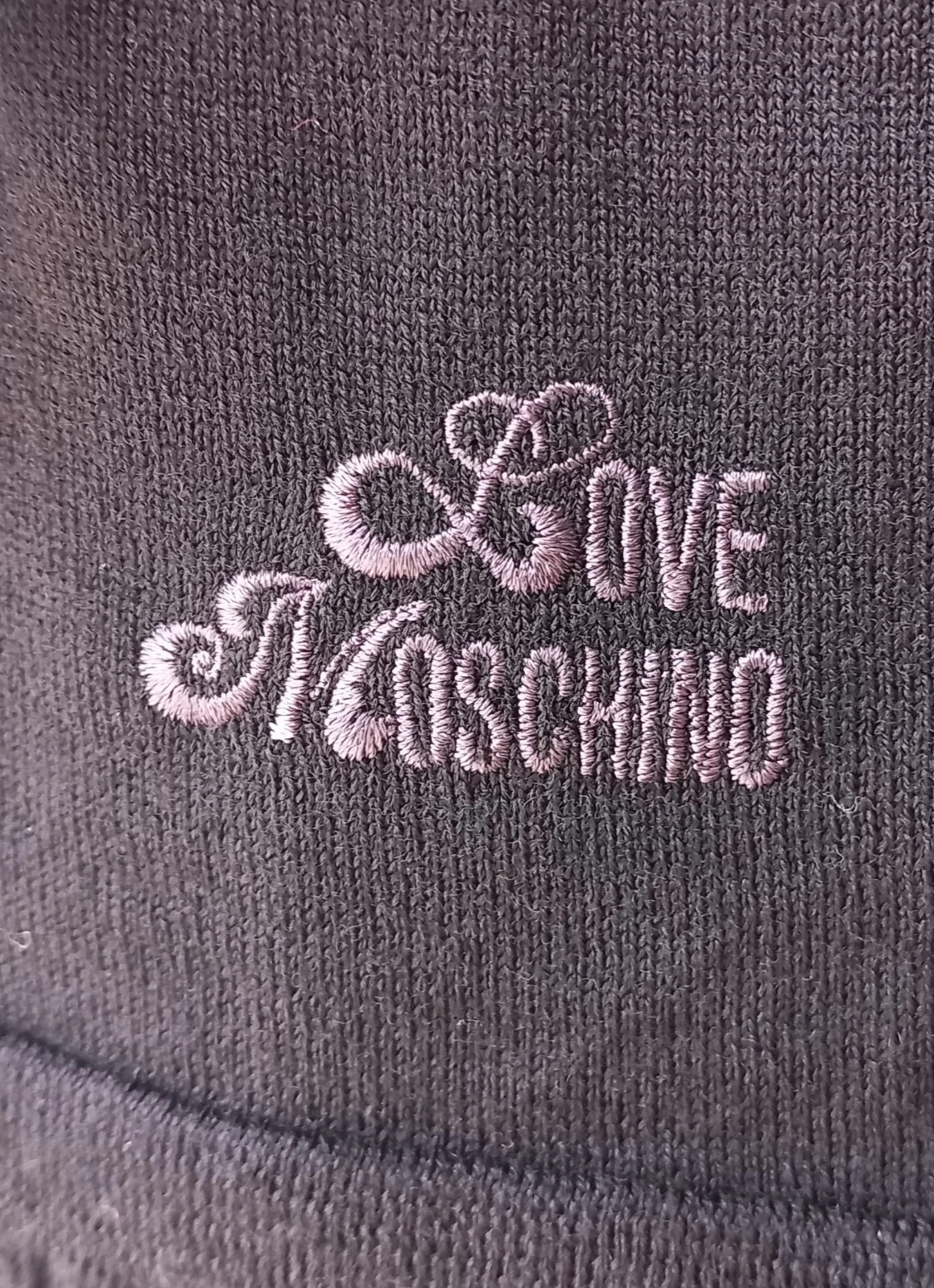 LOVE MOSCHINO abito in maglia nero accento a catena fascia 100% lana It44 De38 40