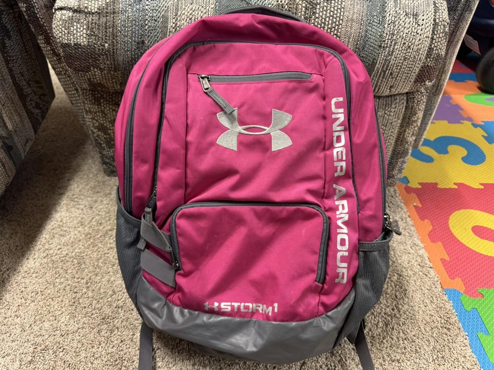 Under Armour UA Womens Girls Storm Backpack Pink With Laptop Section