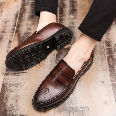 Vintage Men’s Slip-On Leather Dress Shoes in Tan Brown US Size 11 / EU Size 44 Cognac - Slip On Shoes for Men | Charix main image 3