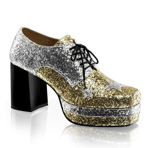 gold glitter platform heels