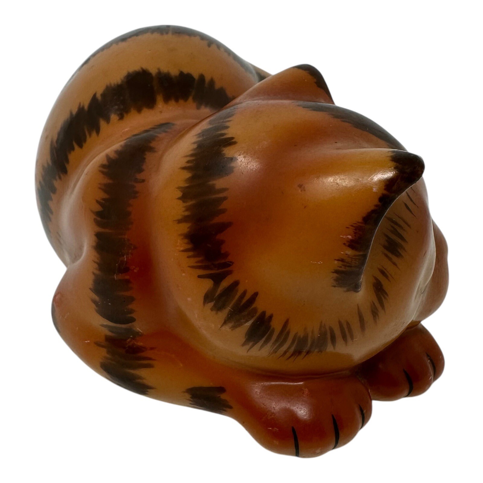 Vintage 80s Sleeping Orange Tabby Cat Resin Figurine Crowning Touch Collection