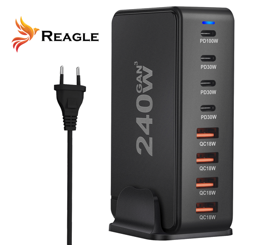 GaN 240W Schnellladegerät PD 4x USB C 4x QC 3.0 für LAPTOP IPHONE 100W MAC - Bild 9 von 9