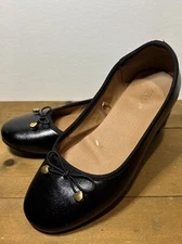 Capelli New York Women's Ballet Flats Shoes Size 3 Black Slip On Gold Hearts