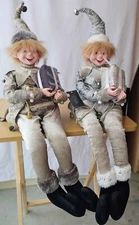 Rachel Zoe Christmas Elves | Set of 2 Decorative Holiday Elves | 27" NWT