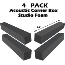 4 Pack 3"x 24"Acoustic Studio Soundproofing Foam Corner Bass Block for 2" WEDGE