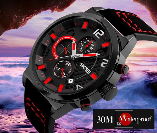 Chrono Waterproof Digital Men Strap Date SKMEI Rubber Alarm Quartz Wrist Watches - Picture 9 of 16