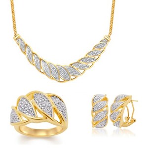 Authentic 0.20 Ct 3 Pcs Gold Plated Over Jewelry Set for Women's