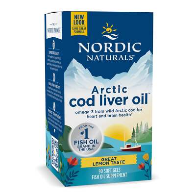 Nordic Naturals Arctic Kabeljau Leberöl, Herz und Gehirn, 750 mg Zitrone - 90 Softgels