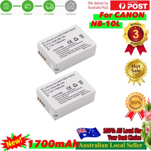 DSTE 2x Batterie NB-10L 1400mAh + Chargeur Double USB Pour Canon G1 X, G15, G16, SX40 HS, SX50 HS