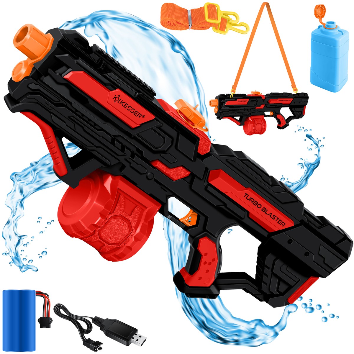 KESSER® Automatische Wasserpistole elektrische Wasser Spritzpistole + Akku 1,6L