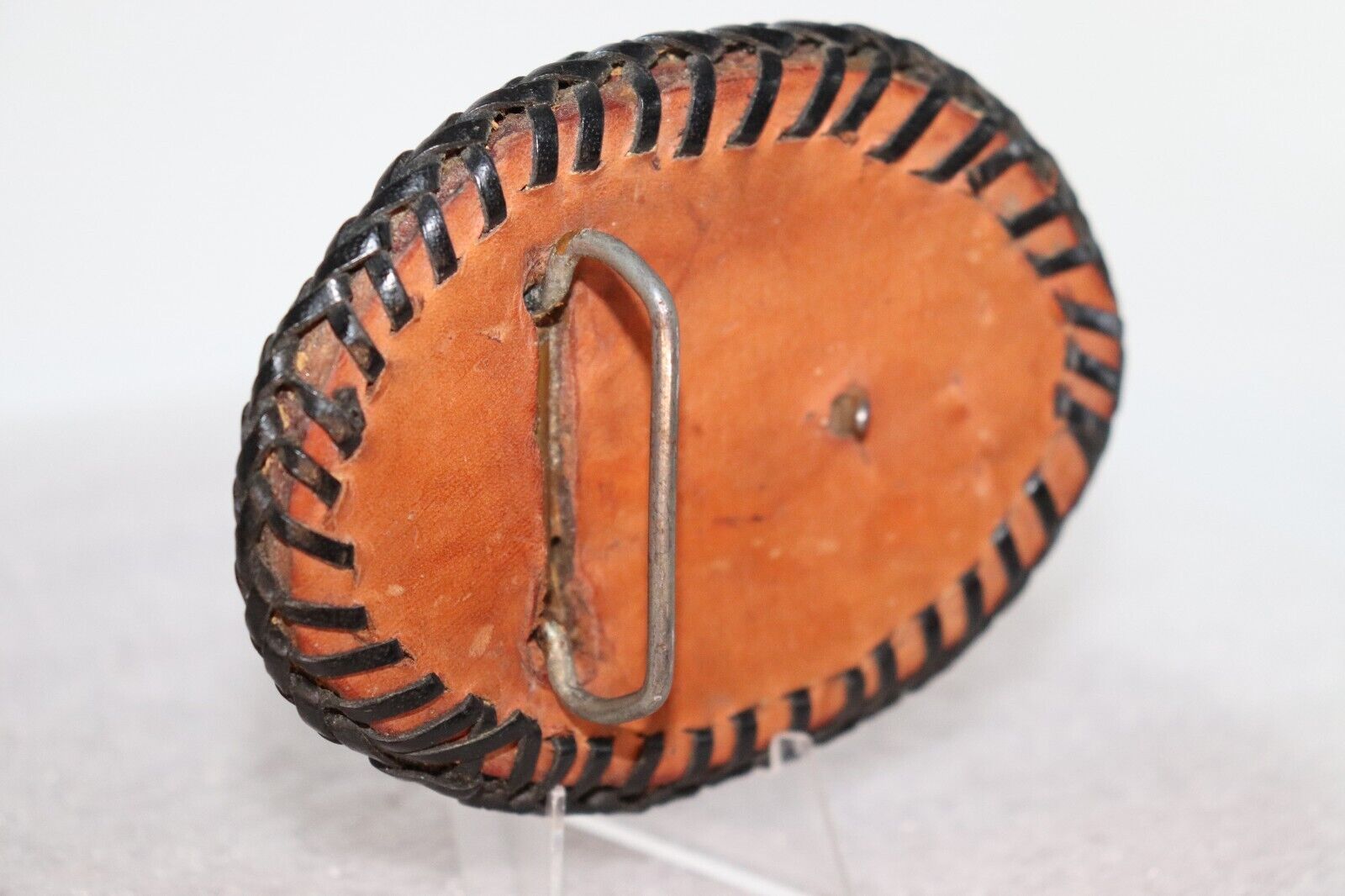 Vintage Snake Skin Belt Buckle Leather Backside H… - image 5