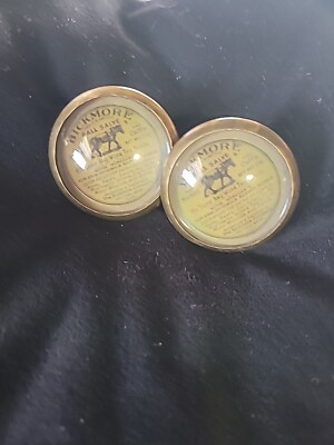 Bridle Rosette's Bickmore Gall Salve Adv Yellow  2 In Brass  Glass