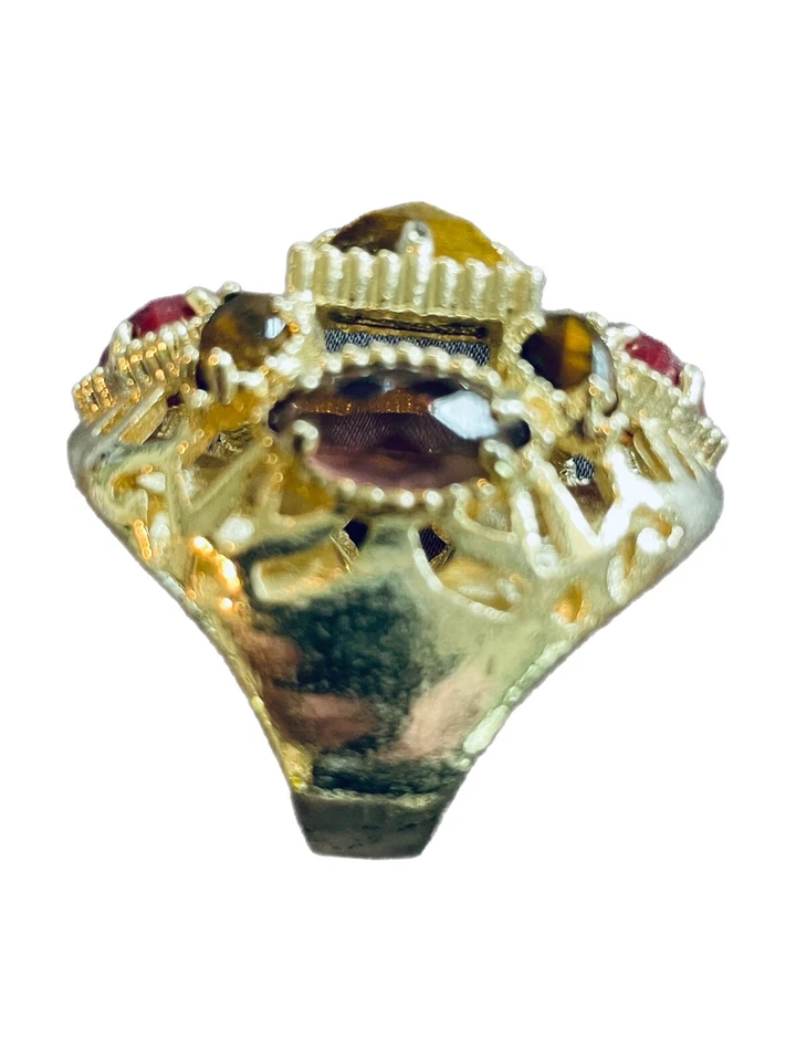 Kendra Scott 停产罕见老虎眼红色声明鸡尾酒戒指金色,6 — 第 2/3 张图片