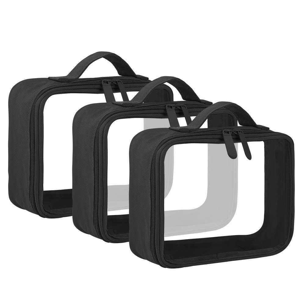 TSA Approved Clear Toiletry Bag with Handle Strap for Travel Liquids & Cosmetics