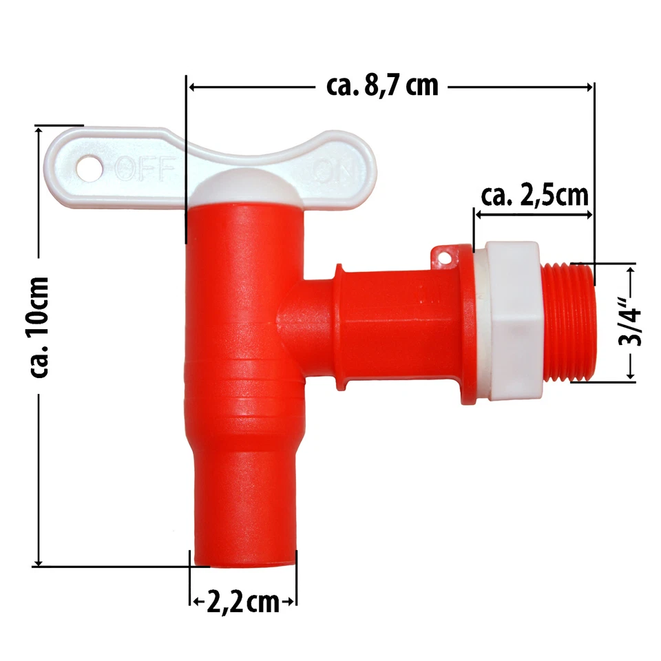 AUSLAUFHAHN WASSERHAHN AUSLAUF VENTIL GARTENHAHN REGENTONNE REGENFASS HAHN 3/4" - Bild 2 von 2