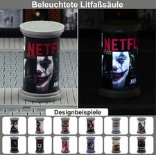 Beleuchtete Litfaßsäule Spur H0 TT N Z 1:87 1:120 1:160 1:220 - LED Litfaß Säule