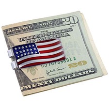 Patriot Deep-Etched, Lacquer-Filled American Flag Spring Steel Moneyclip New 