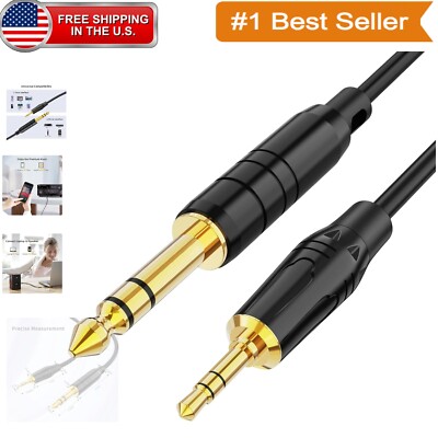 Durable 3.3ft 1/8'' to 1/4'' Stereo Cable - Premium Gold Plated, Audiophile Choice
