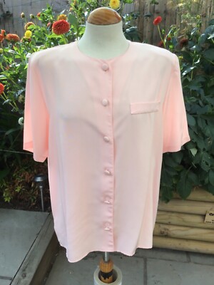 St Michael / Marks & Spencer Size 16 Candy Pink Short Sleeve Button Front Blouse
