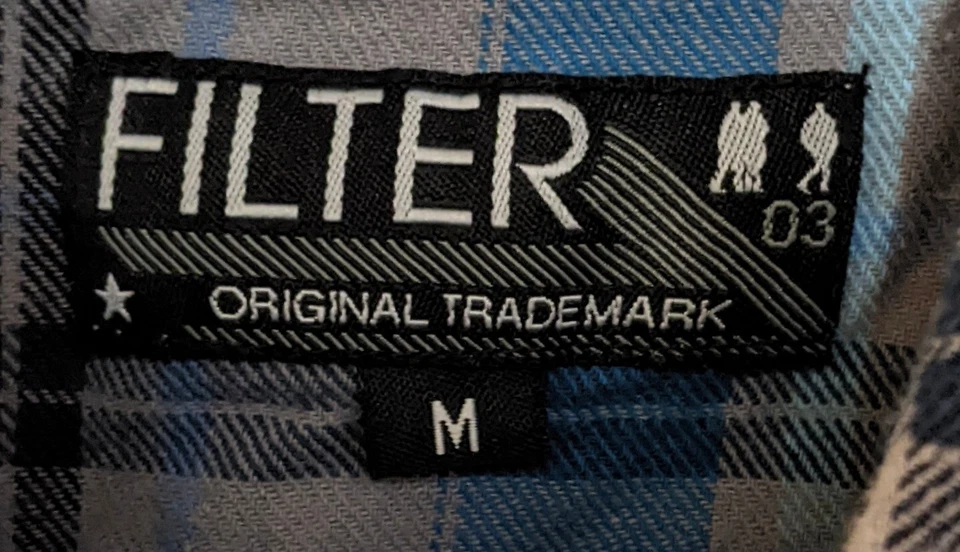 Camisa de filtro para hombre M azul a cuadros perla franela a presión manga larga vaquero occidental Foto 3 de 4