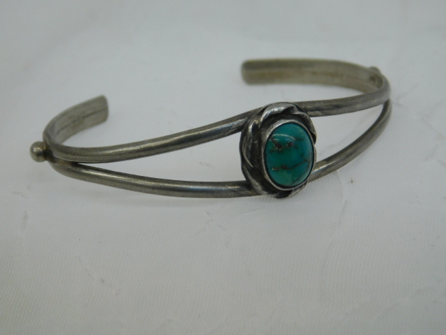 TURQUOISE STERLING SPLIT CUFF BRACELET ARTISAN HA… - image 9