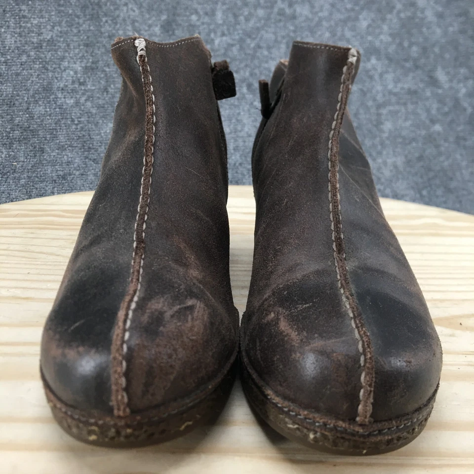 OluKai Botas Mujer 11 Humu Botines Cuero Marrón Tacones de Cuña Cremallera Lateral Foto 4 de 4