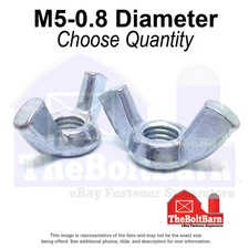 M5-0.8 Class 6 Steel Wing Nuts Zinc Clear Coarse Thread (Pick Quantity)