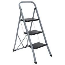Folding 3 Step Ladder w/ Convenient Handgrip Portable Step Stool Anti-Slip Pedal