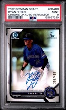 Ryan Ritter 2022 Bowman Draft 1st refractor auto /499  PSA 9 Rockies #CDA-RR