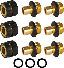 Hourleey 3/4" Garden Hose Quick Connectors – 3 Female & 6 Male Fittings Set   
