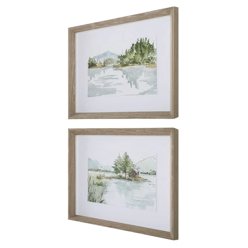 Uttermost Serene Lake Framed Prints; Set/2 - Picture 3 of 5