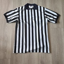 VINTAGE Majestic Referee Jersey Shirt Size M Black White Striped USA Made
