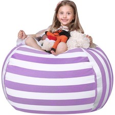 WEKAPO XX-Large Stuffed Animal Storage Bean Bag Chair Cover for Kids - Purple