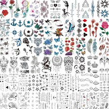 Stylish  Safe Temporary Tattoos Set - 64 Waterproof Designs for Every Occasion