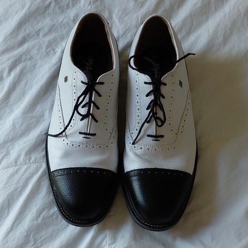 FootJoy MyJoys Premiere Men’s Leather Golf Shoes White/Blk 11.5 M Likenew #907