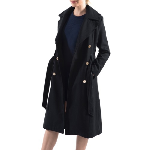 Alpine Swiss Womens Trench Coat Wool Double Breast Jacket Gold Buttons With Belt - Picture 2 of 10