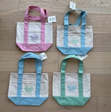 Trader Joe  s Mini Pastel Canvas Tote Bag Set Of 4 NWT Green Pink 2 Blues Easter