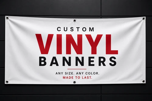 Custom Vinyl Banner 13oz Heavy Duty Waterproof UV Resistant Fast Ship - product listing photo