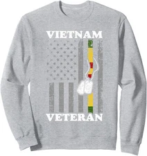 Vietnam Veteran American Flag Present Vintage Colors Unisex Crewneck Sweatshirt